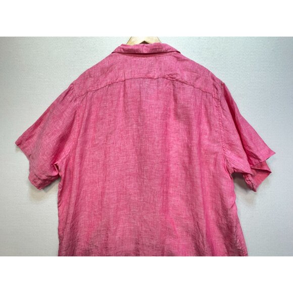 Lands' End Men's Linen Camp Collar Short Sleeve Shirt Sz XL Pink Traditional Fit - Picture 11 of 12